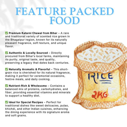 The Authentic Bihar Katarni Chawal (Bhagalpuri) – Naturally Fragrant Rice for Ceremonial & Daily Cooking