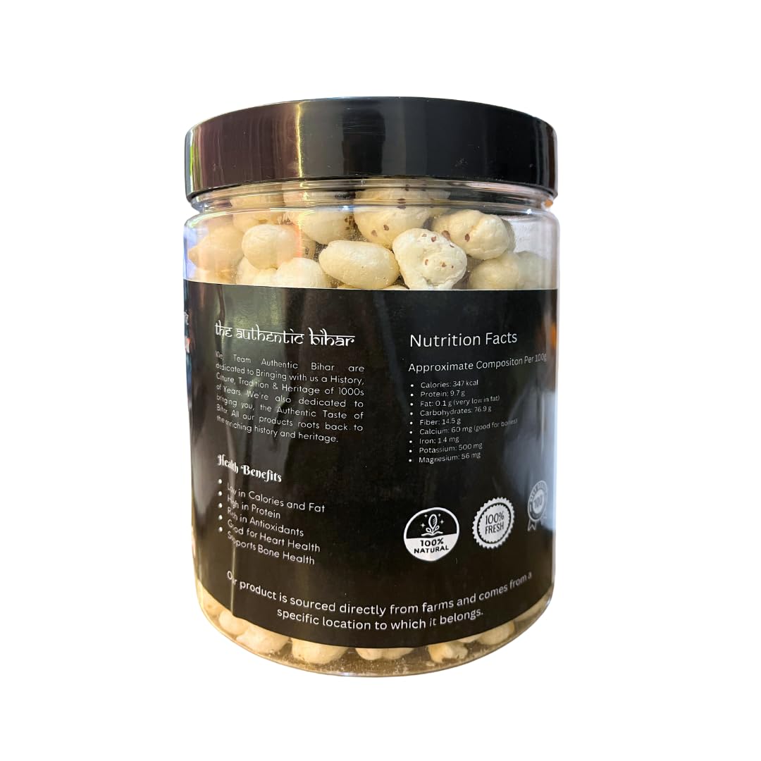 The Authentic Bihar Premium Makhana (Foxnuts) – 100% Natural, Crunchy & Nutritious | Rich in Protein & Fiber | Healthy Snack | 250 GRAM