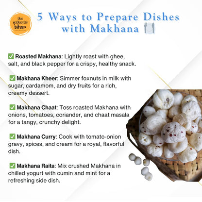 The Authentic Bihar Premium Makhana (Foxnuts) – 100% Natural, Crunchy & Nutritious | Rich in Protein & Fiber | Healthy Snack | 250 GRAM