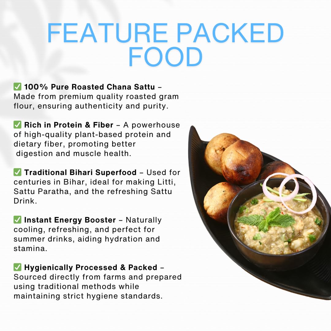 The Authentic Bihar Chana Sattu – 100% Pure & Traditional Superfood | High in Fibre & Protein ( 500 Gram )