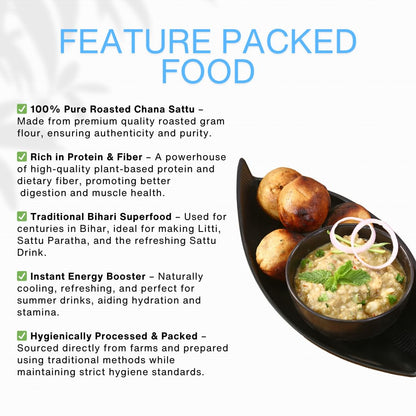 The Authentic Bihar Chana Sattu – 100% Pure & Traditional Superfood | High in Fibre & Protein ( 500 Gram )