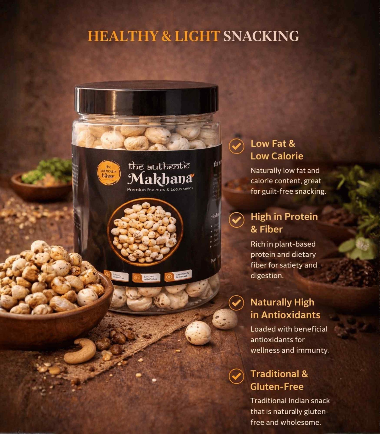 The Authentic Bihar Premium Makhana (Foxnuts) – 100% Natural, Crunchy & Nutritious | Rich in Protein & Fiber | Healthy Snack | 250 GRAM - Image 2